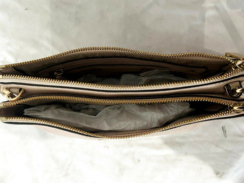 $198 MICHAEL KORS Women's Adele Double Gusset Leather Crossbody Shoulder Bag
