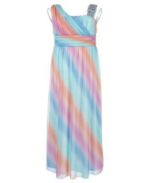 $74 New Sequin Hearts Girls Embroidery Ombre Party Maxi Dress Size 12