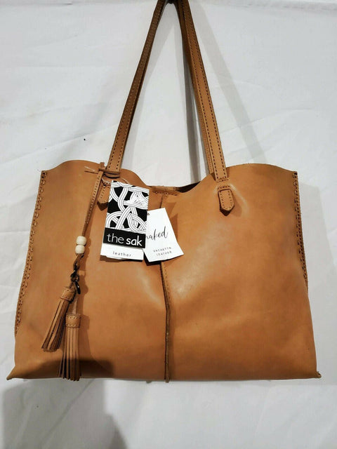 $199 The SAK Women's Leather Vachetta Collection Tote Shopper Bag Beige