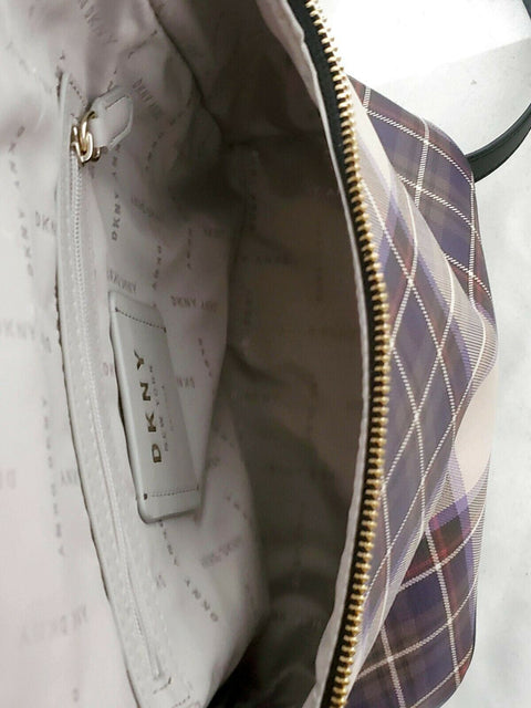 DKNY Women's Bryant Park Top Zip Backpack Shoulder Bag Black Plaids
