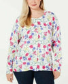 Karen Scott Women's Long Sleeves Button Front Multi Floral Knit Cardigan Plus 2X