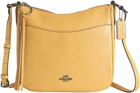$250 COACH Women's Chaise Yellow Pebble Leather Crossbody Shoulder Bag