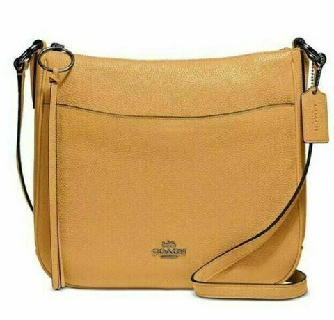 $250 COACH Women's Chaise Yellow Pebble Leather Crossbody Shoulder Bag
