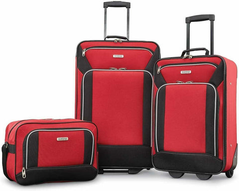 New American Tourister Fieldbrook XLT Softside Upright Luggage Set 3 Piece Red