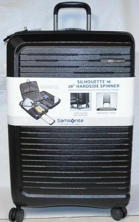 $720 NEW SAMSONITE SILHOUETTE 16 29" EXPANDABLE HARDSIDE SPINNER SUITCASE BLACK