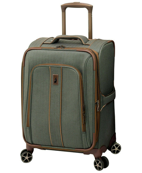 New London Fog Newcastle Soft 20" Spinner Suitcase Luggage Carry On Herringbone