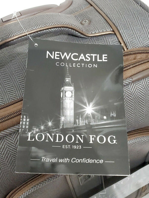 New London Fog Newcastle Soft 20" Spinner Suitcase Luggage Carry On Herringbone
