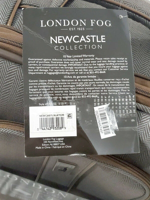 New London Fog Newcastle Soft 20" Spinner Suitcase Luggage Carry On Herringbone
