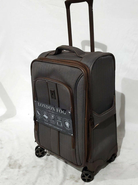 New London Fog Newcastle Soft 20" Spinner Suitcase Luggage Carry On Herringbone