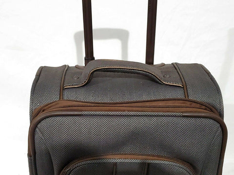 New London Fog Newcastle Soft 20" Spinner Suitcase Luggage Carry On Herringbone
