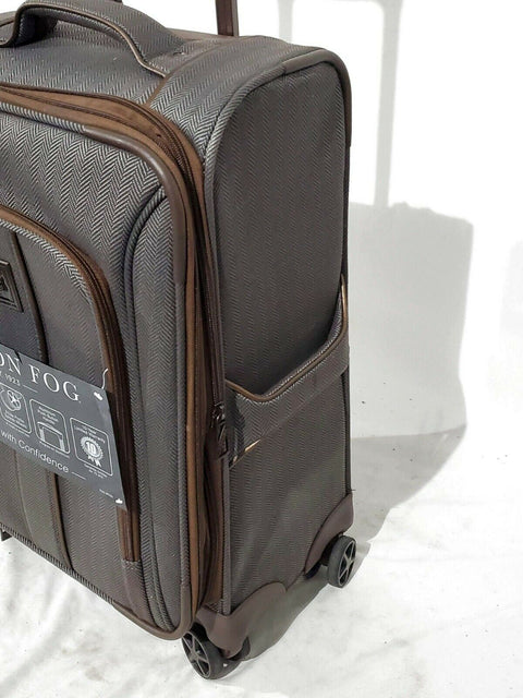 New London Fog Newcastle Soft 20" Spinner Suitcase Luggage Carry On Herringbone