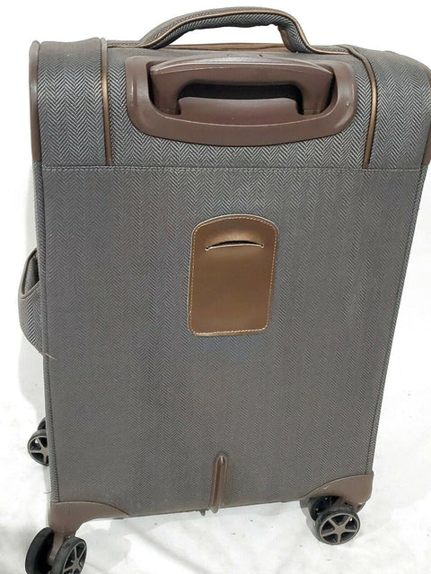 New London Fog Newcastle Soft 20" Spinner Suitcase Luggage Carry On Herringbone