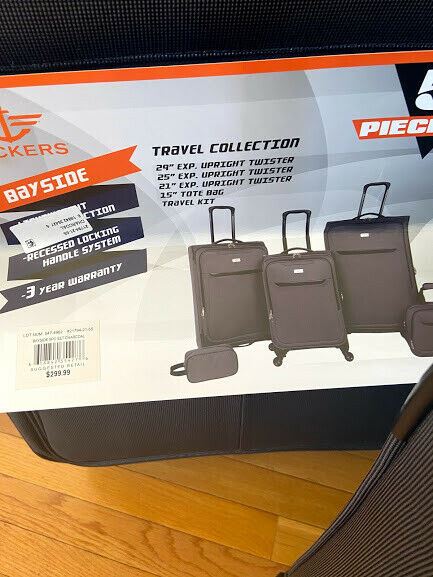 $300 DOCKERS Bayside 5 Piece Set Travel Suitcase Expandable Spinner Luggage Gray