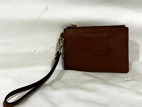 Michael Kors Women's Small Card Case Coin Wallet Brown Pebble Leather