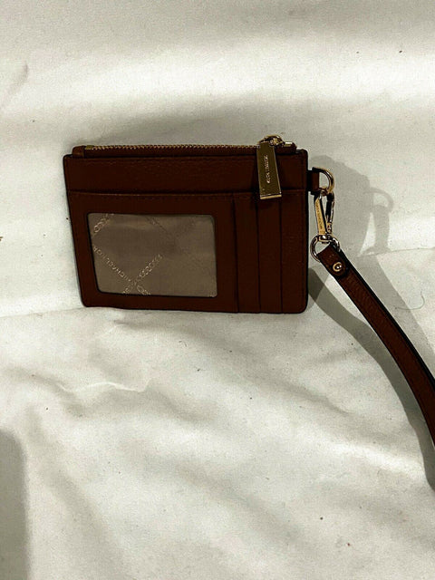 Michael Kors Women's Small Card Case Coin Wallet Brown Pebble Leather