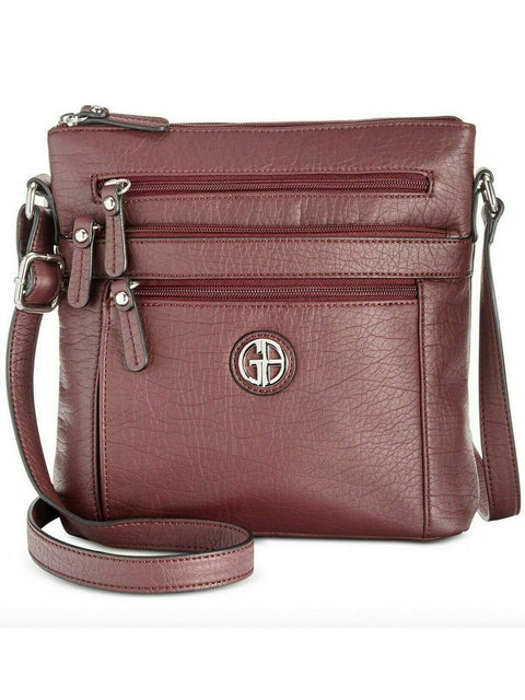 $89 New Giani Bernini Women's Pebble Leather Crossbody Handbag Red Medium Red