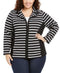 New Karen Scott Women's Black Stripe Long Sleeve Full Zipper Jacket Size Plus 0X