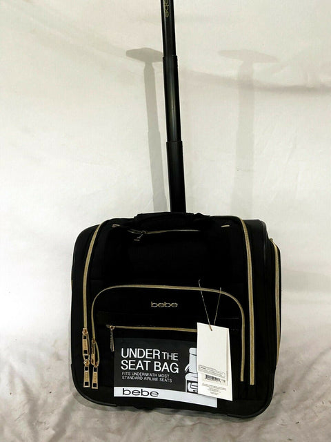 $180 NEW BEBE 15" Under-Seat Two Wheel Suitcase Black Carry On Luggage