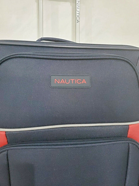 New Nautica Oceanview 24" Luggage Two Wheeled Suitcase Blue Red Medium Check In