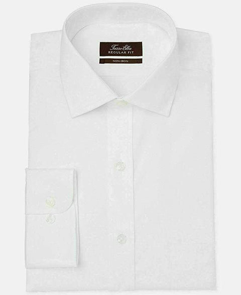 TASSO ELBA Men's Regular Fit Non Iron White Button Dress Shirt 18 1/2 36/37 2XL