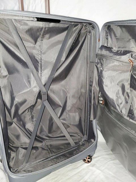 $400 Delsey Eclipse 29" Check In Spinner Luggage Hardcase TSA lock Silver Gray