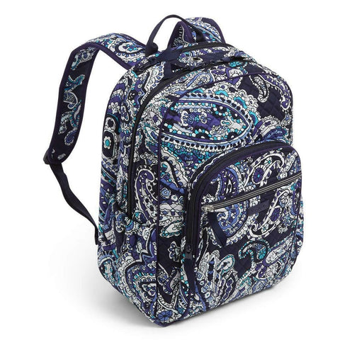 $148 New Vera Bradley Signature Cotton Campus Deep Night Paisley Backpack Bag