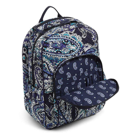 $148 New Vera Bradley Signature Cotton Campus Deep Night Paisley Backpack Bag