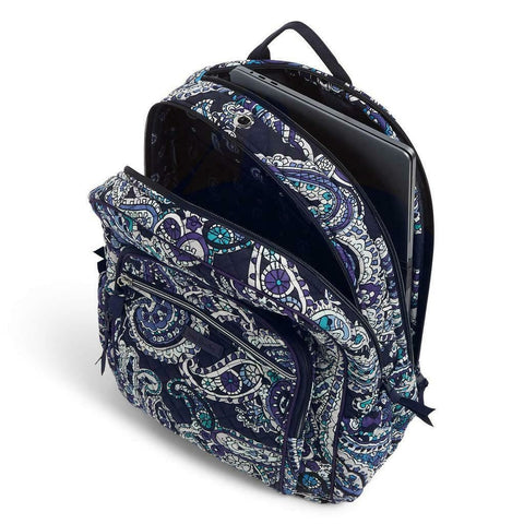 $148 New Vera Bradley Signature Cotton Campus Deep Night Paisley Backpack Bag