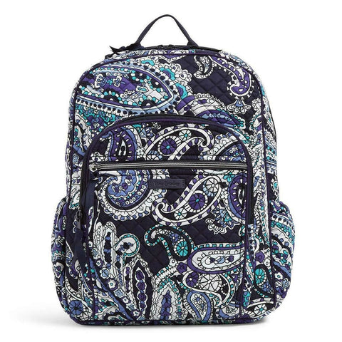 $148 New Vera Bradley Signature Cotton Campus Deep Night Paisley Backpack Bag