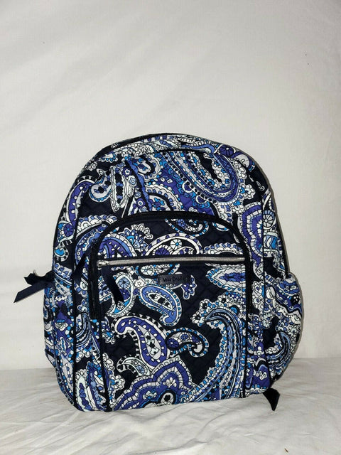 $148 New Vera Bradley Signature Cotton Campus Deep Night Paisley Backpack Bag