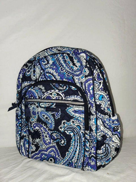 $148 New Vera Bradley Signature Cotton Campus Deep Night Paisley Backpack Bag