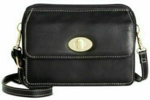 $89 New Giani Bernini Women's Turn-lock Glazed Crossbody Shoulder Bag Black