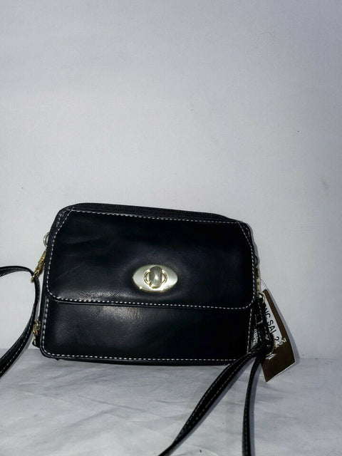 $89 New Giani Bernini Women's Turn-lock Glazed Crossbody Shoulder Bag Black