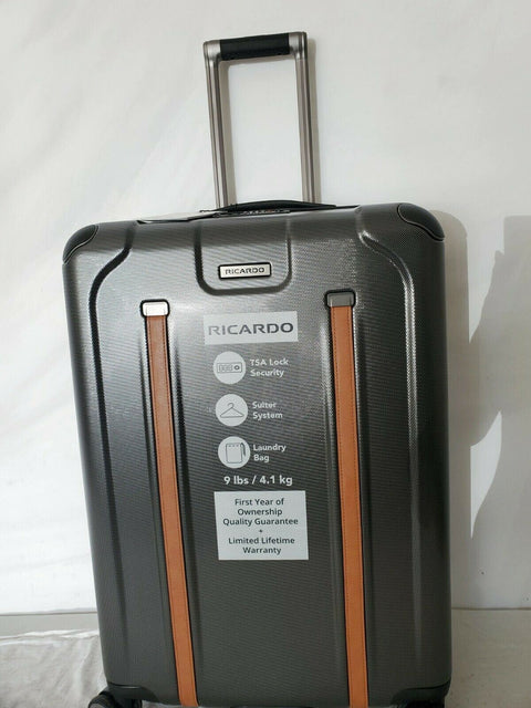 $380 New Ricardo Cabrillo 2.0 25" Hard Shell 8 Wheels Spinner Suitcase Gray