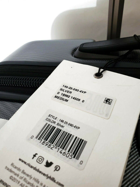 $380 New Ricardo Cabrillo 2.0 25" Hard Shell 8 Wheels Spinner Suitcase Gray
