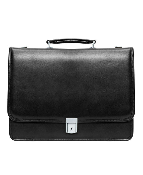 $400 New McKlein Lexington Flapover Double Compartment Briefcase Black
