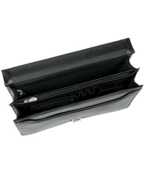 $400 New McKlein Lexington Flapover Double Compartment Briefcase Black