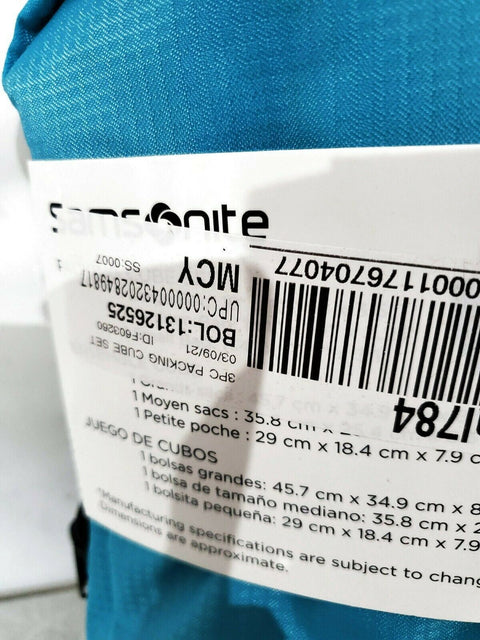 New Samsonite Packing Cubes 3pc Set Blue Organizer
