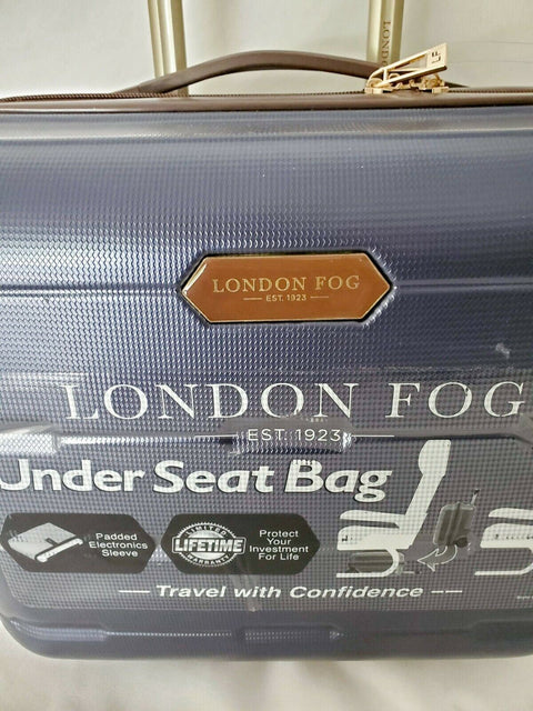 $300 London Fog Brentwood 15" Hardside Under-Seat Carry-On Suitcase Blue