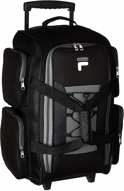 New Fila 22" Lightweight Carry On Rolling Duffel Bag Back Pack Black