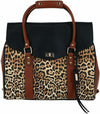 New Badgley Mischka Women Leopard Weekender Tote Travel Bag Brown Printed