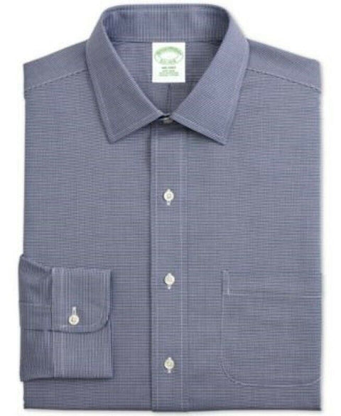 Brooks & Brothers Men Milano Blue Long Sleeve Dress Shirt Non Iron Size 17 34/35