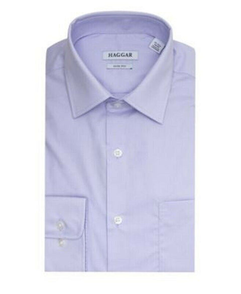 New HAGGAR Men's Purple Slim fit Long Sleeve Dress Shirt 15-15 1/2 32/33 M