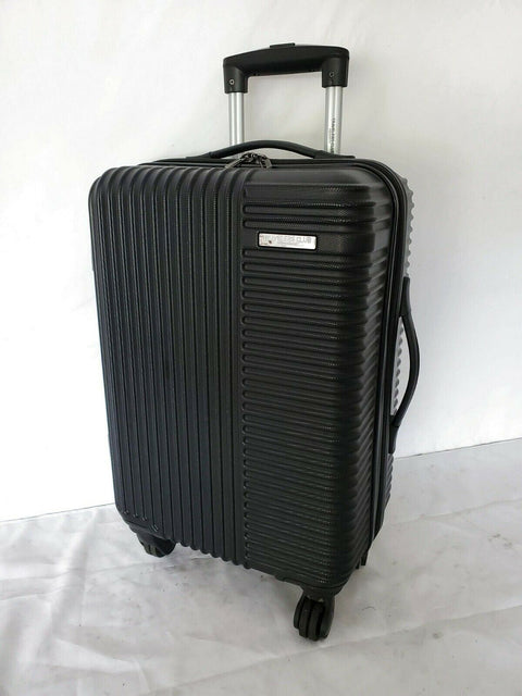 $240 Travelers Club  Basette 20" Black Luggage Spinner Carry On Cup Holder Back