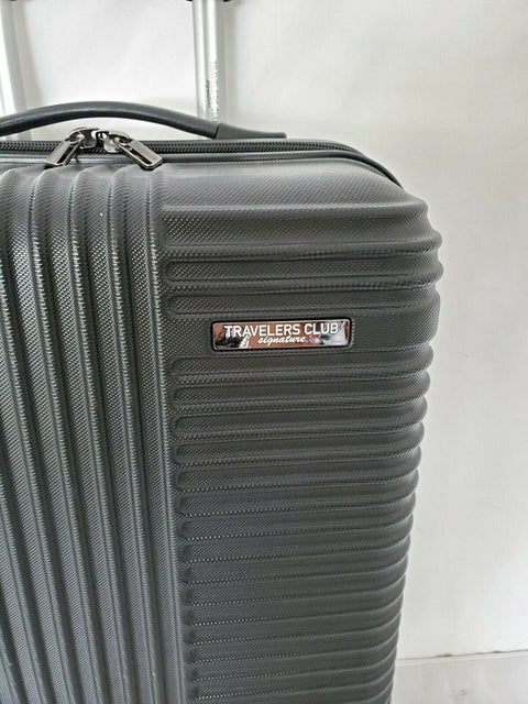 $240 Travelers Club  Basette 20" Black Luggage Spinner Carry On Cup Holder Back