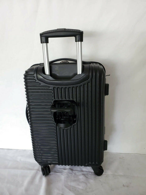 $240 Travelers Club  Basette 20" Black Luggage Spinner Carry On Cup Holder Back