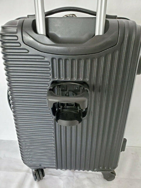 $240 Travelers Club  Basette 20" Black Luggage Spinner Carry On Cup Holder Back