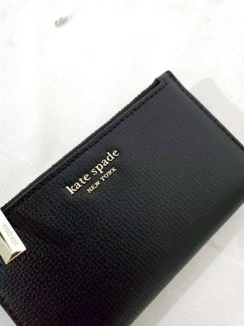 $98 New Kate Spade New York Women's Sylvia Small Slim Bifold Wallet Black