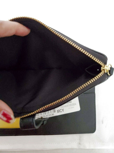 $99 New Fossil Womens Lainie Leather Wallet Black Size Large Multiple Card Slots