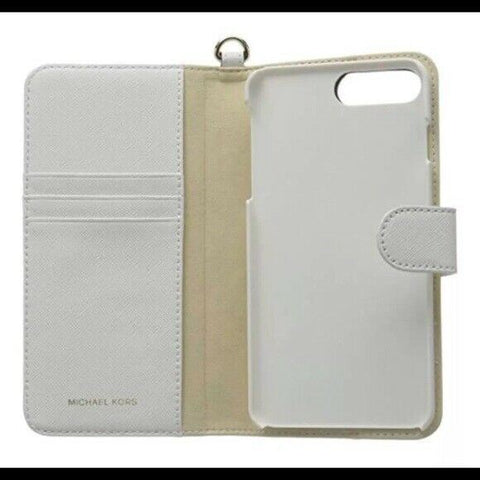 New Michael Kors Studded Folio iPhone 7 PLUS Case White Saffiano Leather
